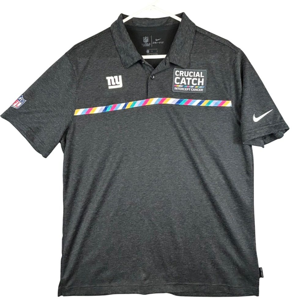 Nike Mens NY Giants Crucial Catch Dri-FIT Polo Shirt Charcoal Grey‎ Large NFL